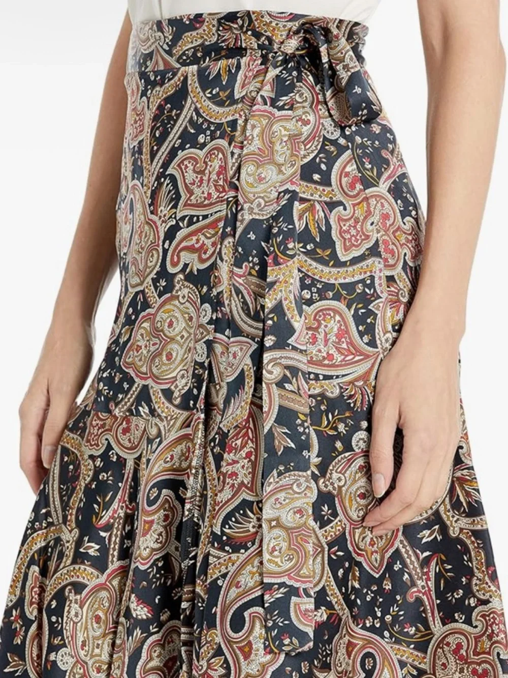 NWT The Kooples Paisley Asymmetrical Tanger Wrap Skirt Sz. 2 - Picture 5 of 9